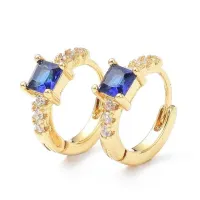 Boucles d'oreilles Créoles diamant CZ bleu – Image 1