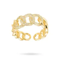 Bague femme réglable entrelacée avec zirconiums blancs sertis – Image 1
