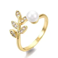 Bague femme réglable épis avec perle – Image 1