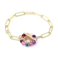 Bracelet chaine trombone pierre naturelle agate – Image 1