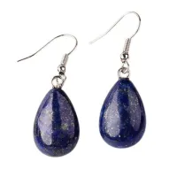 Boucles d'oreilles pierre naturelle goutte lapis lazuli – Image 1