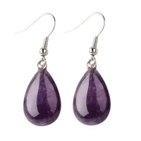 Boucles d'oreilles pierre naturelle goutte améthyste – Image 1