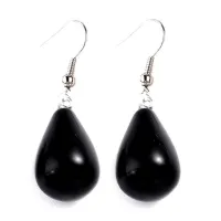 Boucles d'oreilles pierre naturelle goutte onyx noir – Image 1