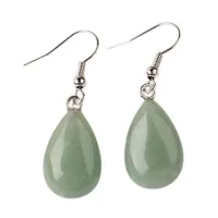 Boucles d'oreilles pierre naturelle goutte aventurine – Image 1
