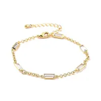 Bracelet souple or diamant CZ rectangle – Image 1