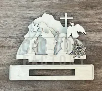 Easter Day Tomb Shelf Stand DIY Kit – Laser Cut with Jesus at the Entrance – Image 1