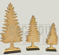 Set of 3 Laser Cut Winter Pine Trees – Three Sizes with Bases DIY Kit – Image 2