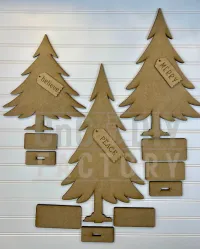 Set of 3 Whimsical Laser Cut Trees – Large, Medium & Small DIY Kit – Image 3