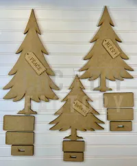 Set of 3 Whimsical Laser Cut Trees – Large, Medium & Small DIY Kit – Image 4