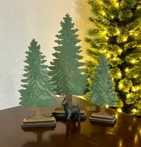 Set of 3 Laser Cut Winter Pine Trees – Three Sizes with Bases DIY Kit – Image 5