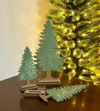Set of 3 Laser Cut Winter Pine Trees – Three Sizes with Bases DIY Kit – Image 4