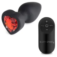 28x Silicone Vibrating Red Heart Anal Plug With Remote – Image 1