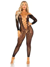 Python Net Crotchless Footless Lingerie Jumpsuit – Image 1