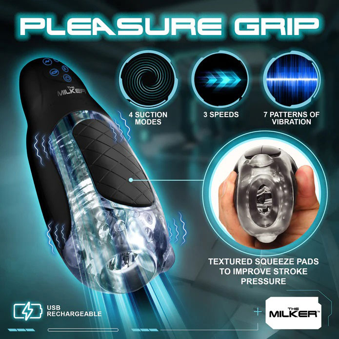 Pleasure Grip Sucking and Vibrating Masturbator - Black – Image 4