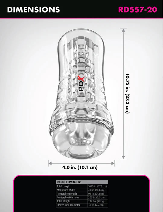 Pdx Elite Viewtube Plus See-Thru Ez-Grip Stroker - Clear – Image 2