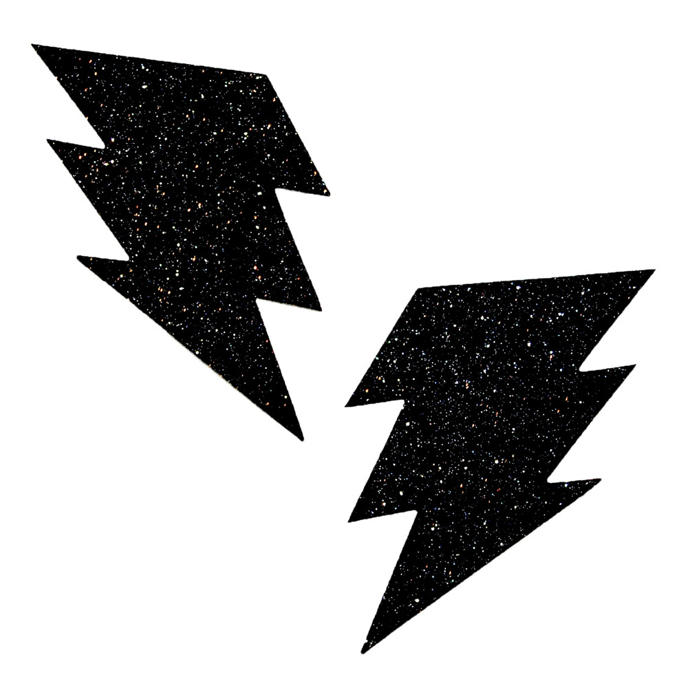 Black Malice Glitter Lightning Bolt Nipztix Pasties – Image 1