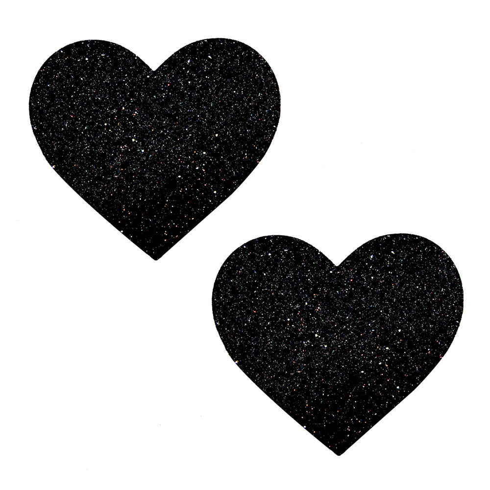Black Malice Glitter I Heart U Nipztix Pasties – Image 1