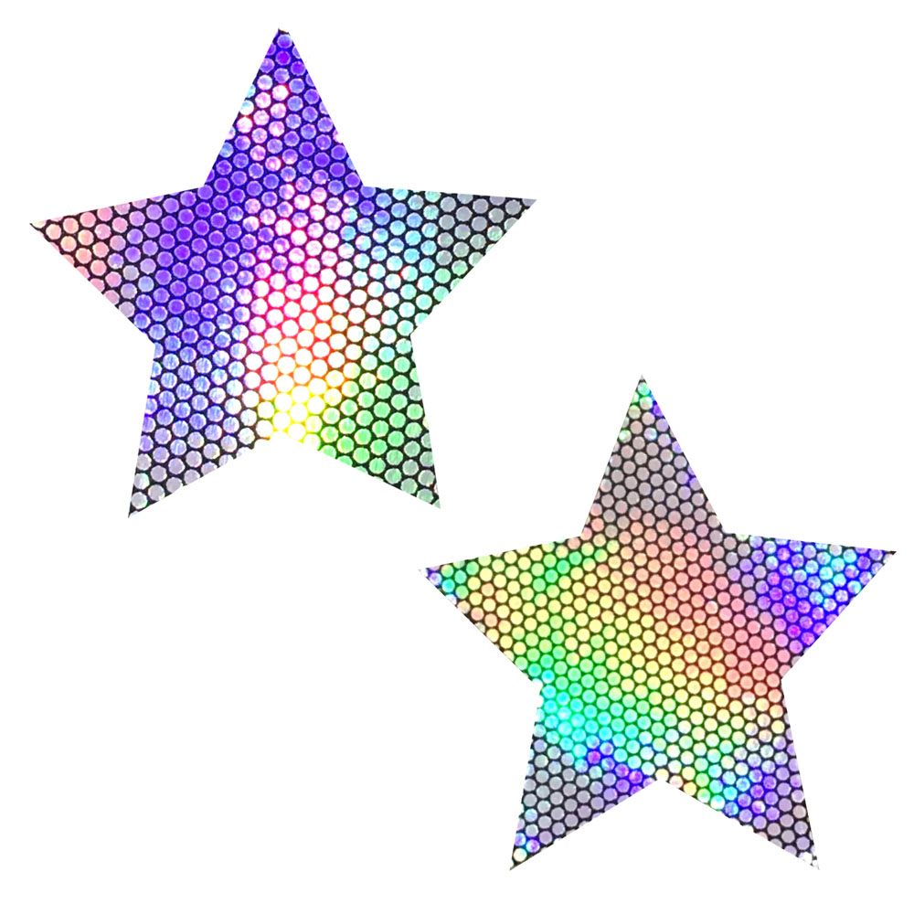 Liquid Party Silver Holographic Starry Nights Nipztix Pasties – Image 1