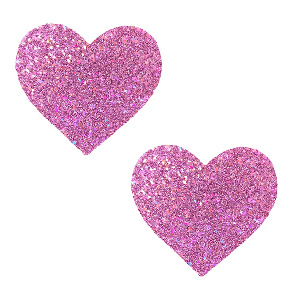 Pegasus Kisses Iridescent Pink Glitter I Heart U Nipztix Pasties – Image 1
