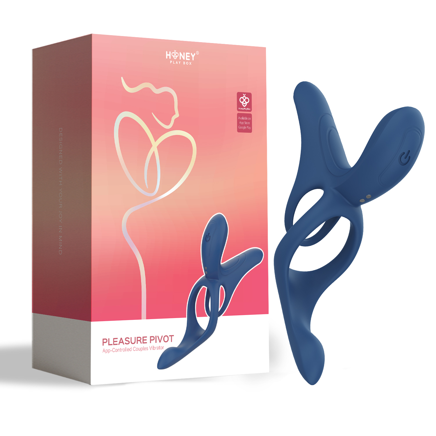 Pleasure Pivot - App Controlled - Couples Vibrator - Navy Blue – Image 3