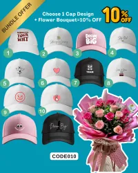 CAP AND FLOWER BOUQUET BUNDLE – Image 1