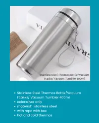 Aura Stainless Steel Thermos Bottle/Vacuum Fcasks/ Vacuum Tumbler 400ml – Image 1