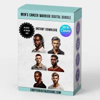 Men's Cancer Warrior Digital Bundle (40 Editable Designs) – Image 2
