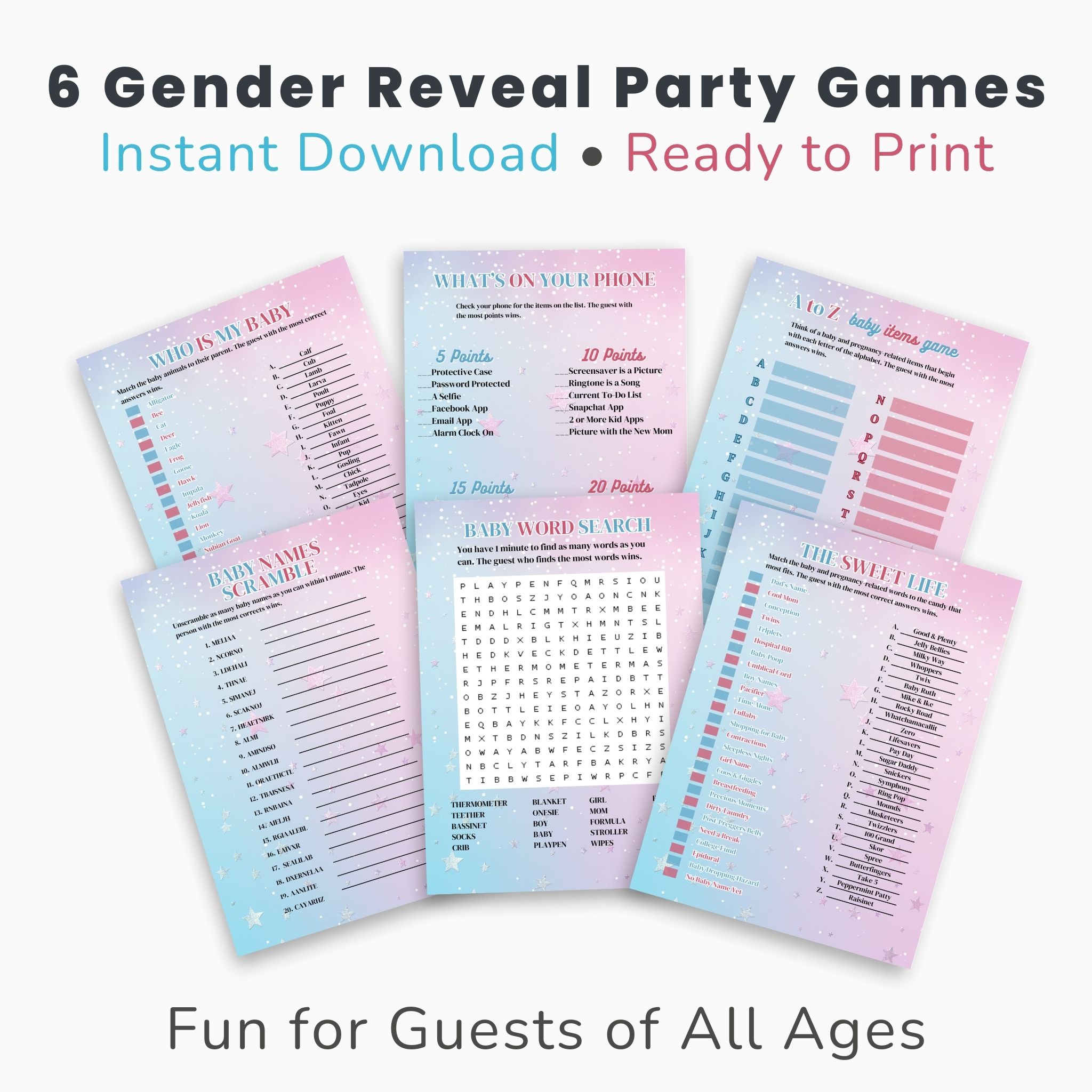 Gender Reveal Bundle for Crafters | Editable Canva Templates + Printable Party Games – Image 6