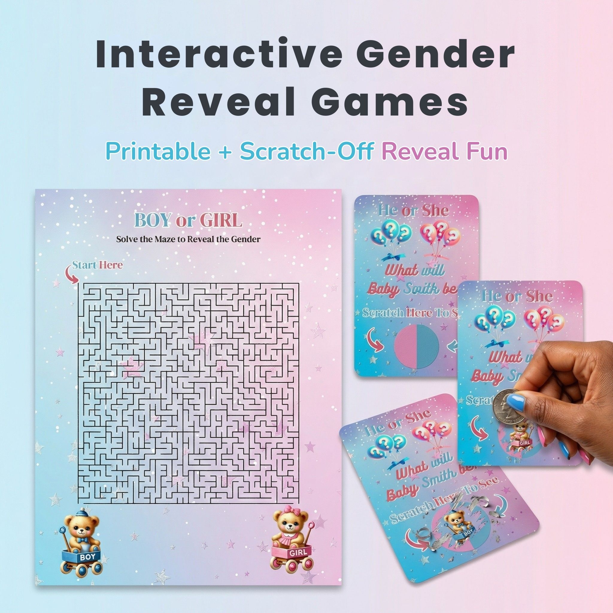 Gender Reveal Bundle for Crafters | Editable Canva Templates + Printable Party Games – Image 7