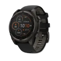 Fenix 8 47mm Solar Sapphire Carbon Gray DLC Titanium with Black/Pebble Gray Silicone Band – Image 1