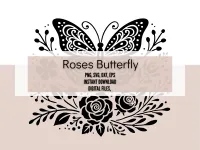 Roses Butterfly SVG | Floral Butterfly Cut File for Cricut & Silhouette | PNG SVG DXF EPS | Instant Download – Image 1