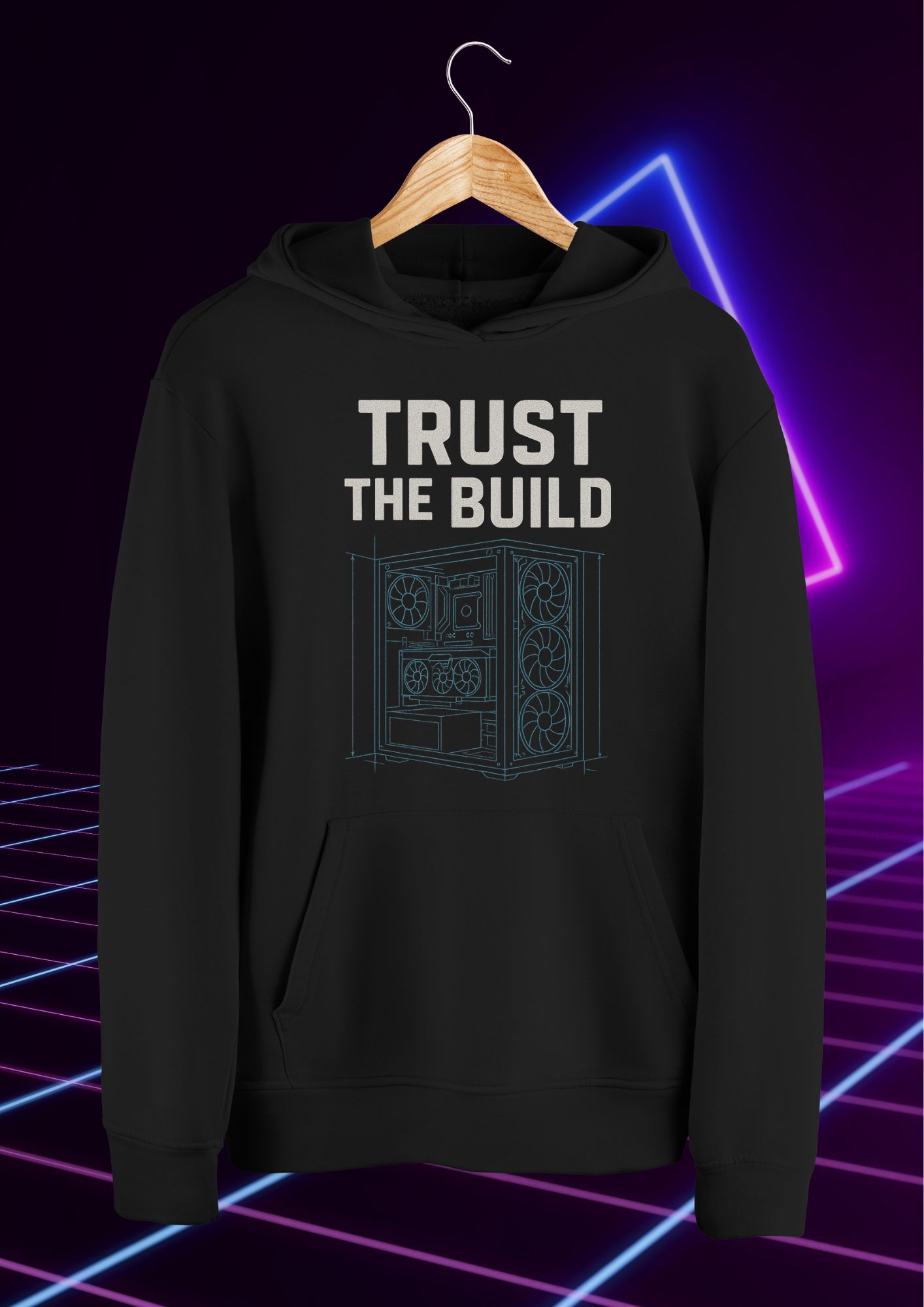 Trust The Build – RecTech Hoodie – Small, Black