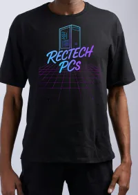 RecTech PCs Retro Neon Grid Tee – Small, Black