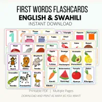 Printable Swahili Flashcards Bundle | English & Swahili  – Image 2