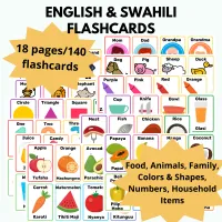 Printable Swahili Flashcards Bundle | English & Swahili  – Image 1