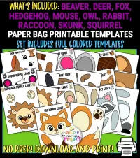 10 Full Colored Woodland Animal Puppet Craft Printable Templates – Image 2