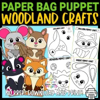 10 Black and White Woodland Animal Puppet Craft Templates – Image 1