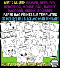 10 Black and White Woodland Animal Puppet Craft Templates – Image 2