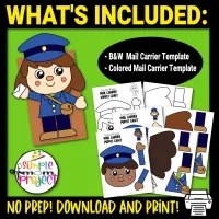 Mail Carrier Paper Bag Puppet – Printable Community Helper Craft – Image 2