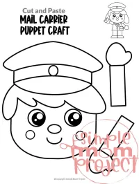 Mail Carrier Paper Bag Puppet – Printable Community Helper Craft – Image 3