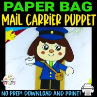 Mail Carrier Paper Bag Puppet – Printable Community Helper Craft – Image 1
