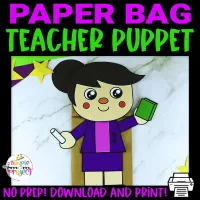 Teacher Paper Bag Puppet – Printable Community Helper Craft – Image 1