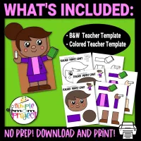 Teacher Paper Bag Puppet – Printable Community Helper Craft – Image 2