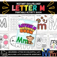 Letter M Activity Printable Book for Preschool and Toddlers | Letter M Worksheets | Printable Letter M Coloring Pages – Image 1