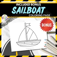 Easy Printable Preschool Sailboat Craft | Instant Download Sailboat Template | Sailboat Coloring Page – Image 5
