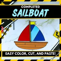 Easy Printable Preschool Sailboat Craft | Instant Download Sailboat Template | Sailboat Coloring Page – Image 4