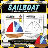 Easy Printable Preschool Sailboat Craft | Instant Download Sailboat Template | Sailboat Coloring Page – Image 1