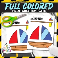 Easy Printable Preschool Sailboat Craft | Instant Download Sailboat Template | Sailboat Coloring Page – Image 2