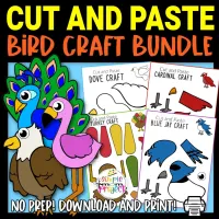 15 Full Colored Bird Cut and Paste Craft Printable Templates – Image 1
