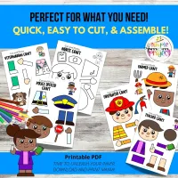 30 Community Helper Cut and Paste Craft Templates – Image 2